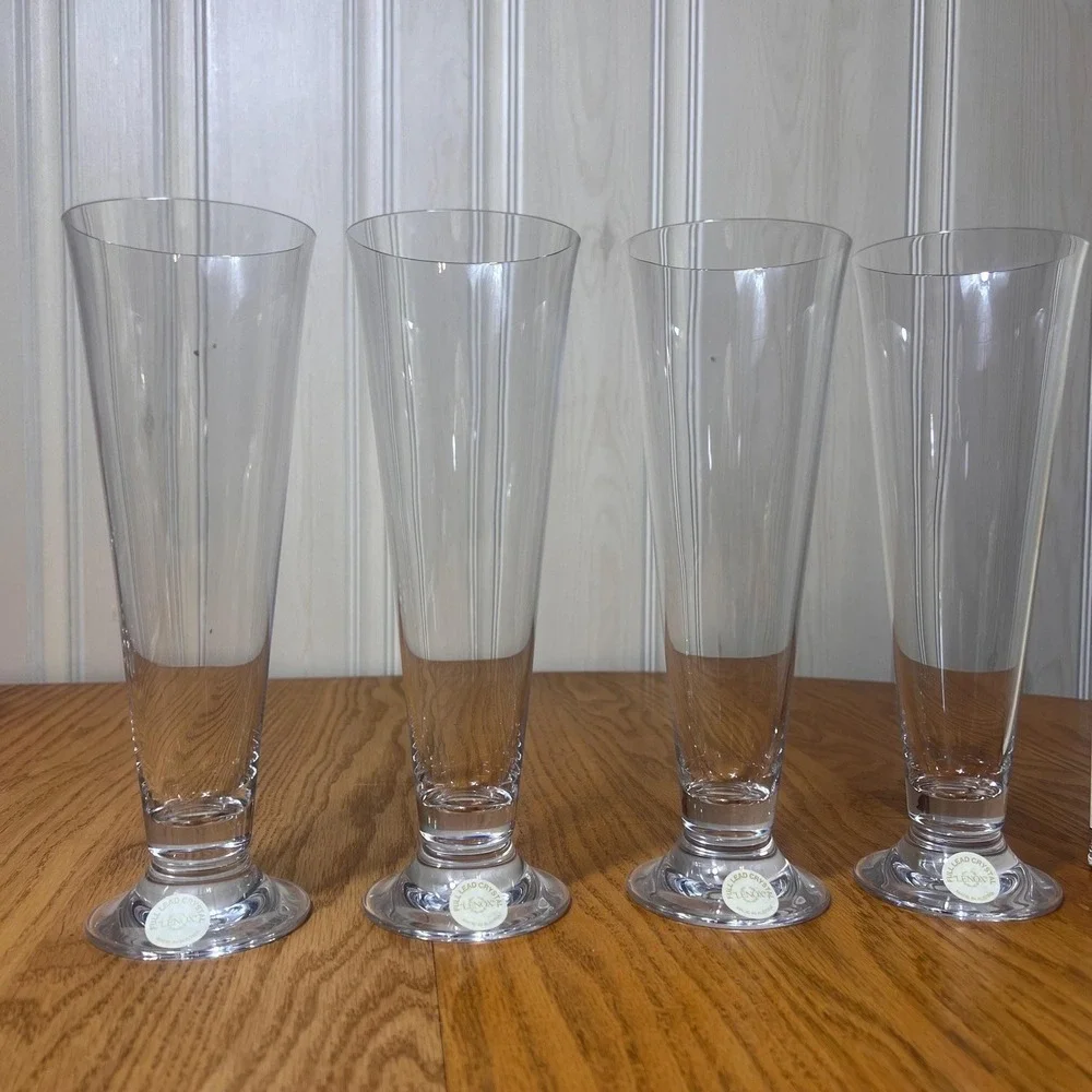 Lenox Tuscany Classics Crystal Pilsner Glasses Set 4 Austria 18.5oz NOS